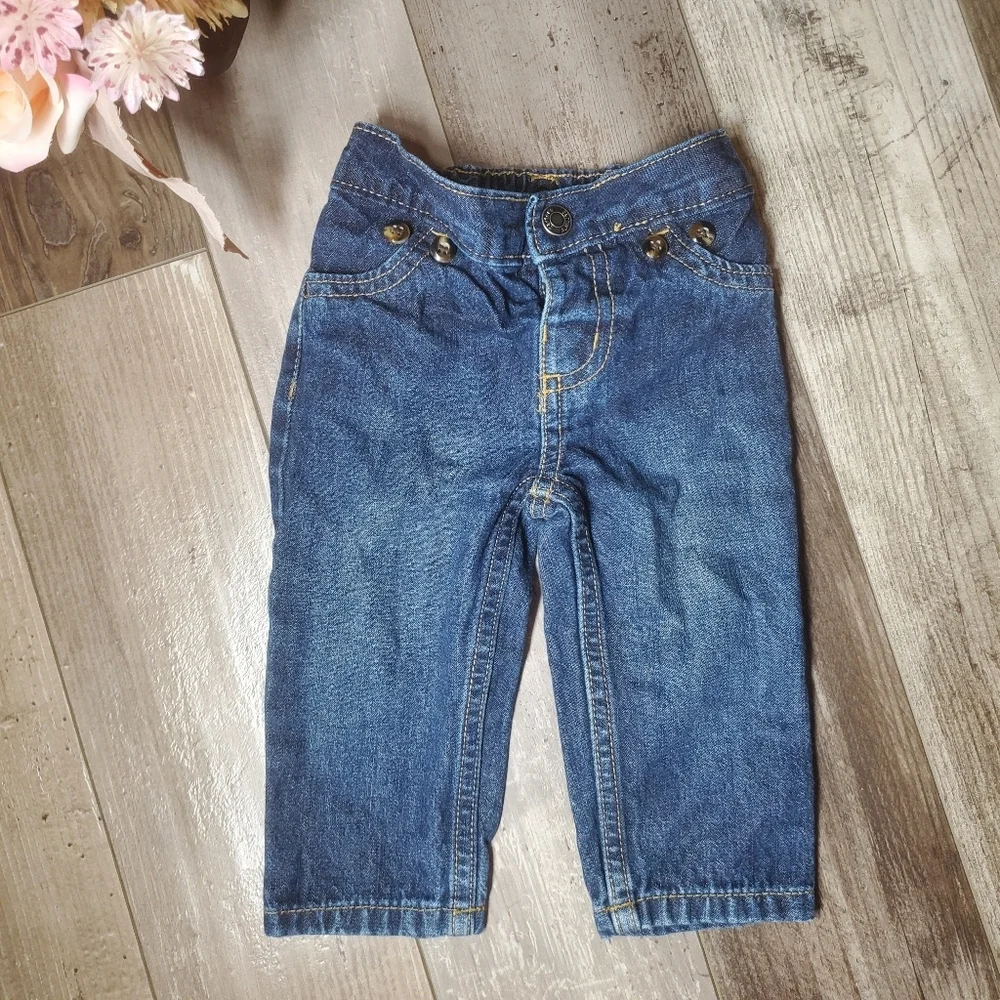 Carter's Baby Boy Dark Wash Denim Blue Jeans Size 9m 100% Cotton NWOT